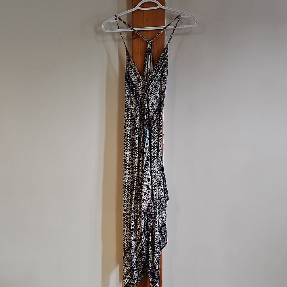 Papillon Navy and White Printed Spaghetti-Strap Midi Dress - Picture 3 of 12
